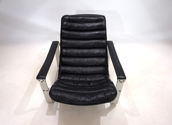 Image 1 of Asko Pulkka Leather Lounge Chair By Ilmari Lappalainen, 1960