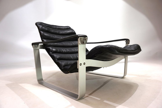 Image 1 of Asko Pulkka Leather Lounge Chair By Ilmari Lappalainen, 1960