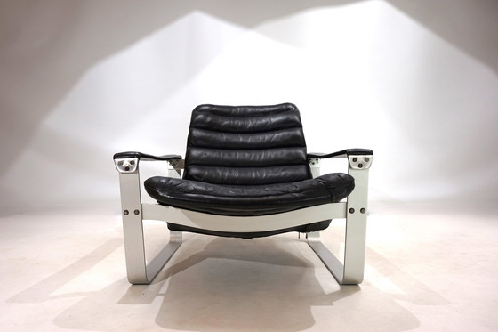 Image 1 of Asko Pulkka Leather Lounge Chair By Ilmari Lappalainen, 1960