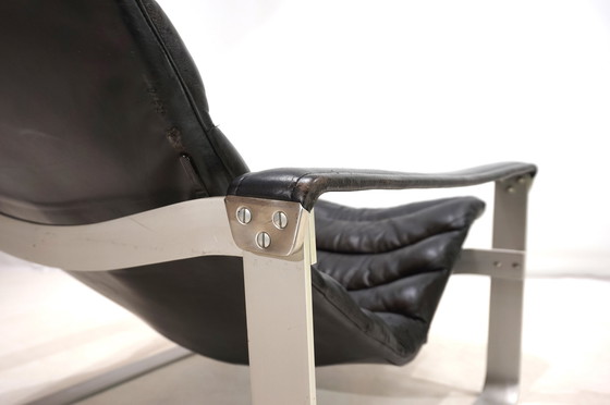 Image 1 of Asko Pulkka Leather Lounge Chair By Ilmari Lappalainen, 1960