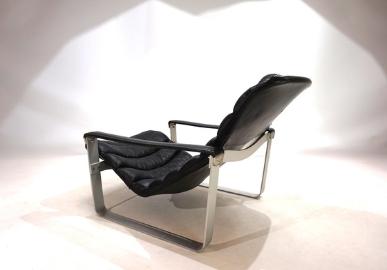 Image 1 of Asko Pulkka Leather Lounge Chair By Ilmari Lappalainen, 1960