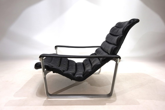 Image 1 of Asko Pulkka Leather Lounge Chair By Ilmari Lappalainen, 1960