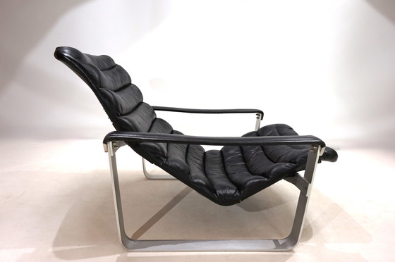 Image 1 of Asko Pulkka Leather Lounge Chair By Ilmari Lappalainen, 1960