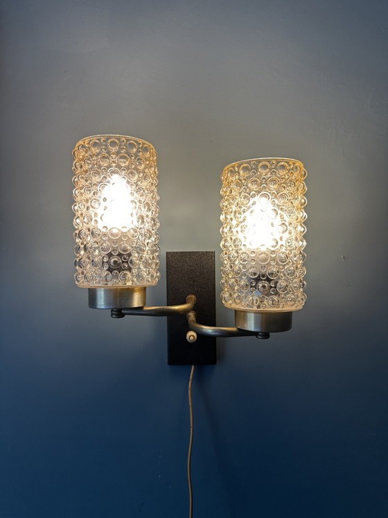 Image 1 of Vintage Double Wall Lamp Bubble Glass