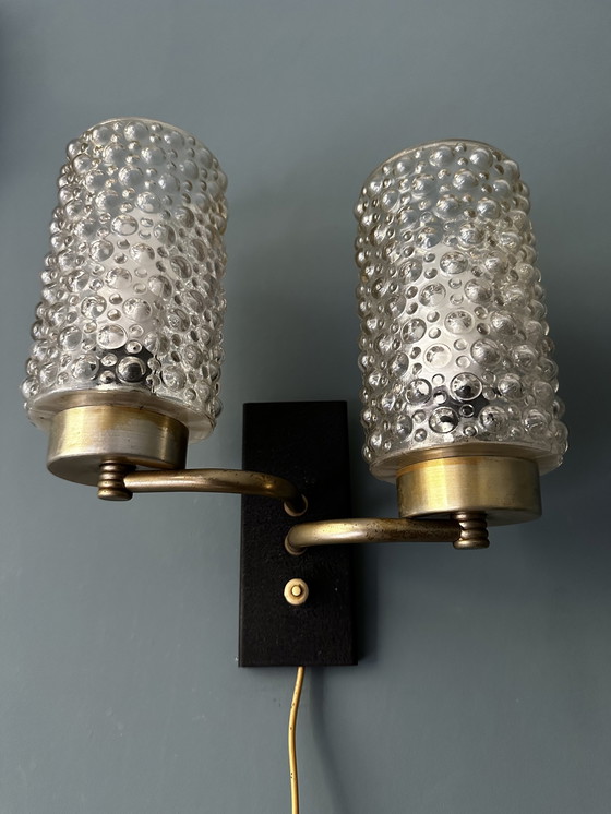 Image 1 of Vintage Double Wall Lamp Bubble Glass