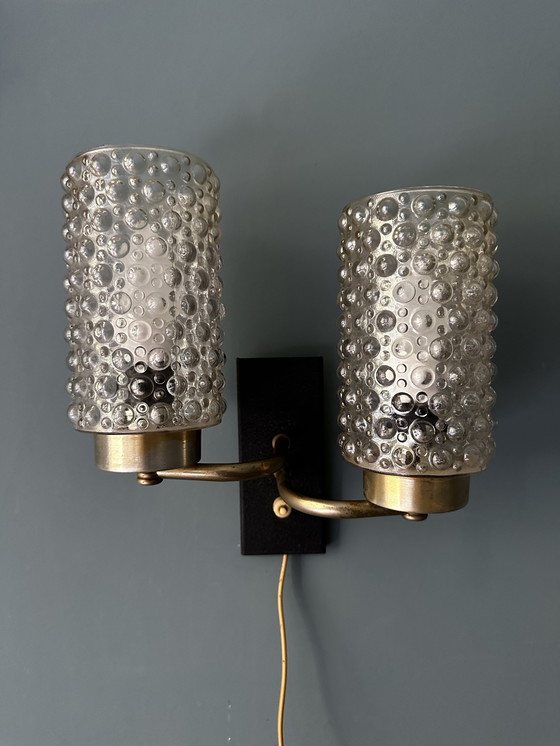 Image 1 of Vintage Double Wall Lamp Bubble Glass