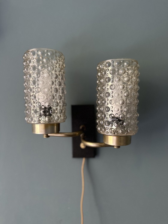 Image 1 of Vintage Double Wall Lamp Bubble Glass