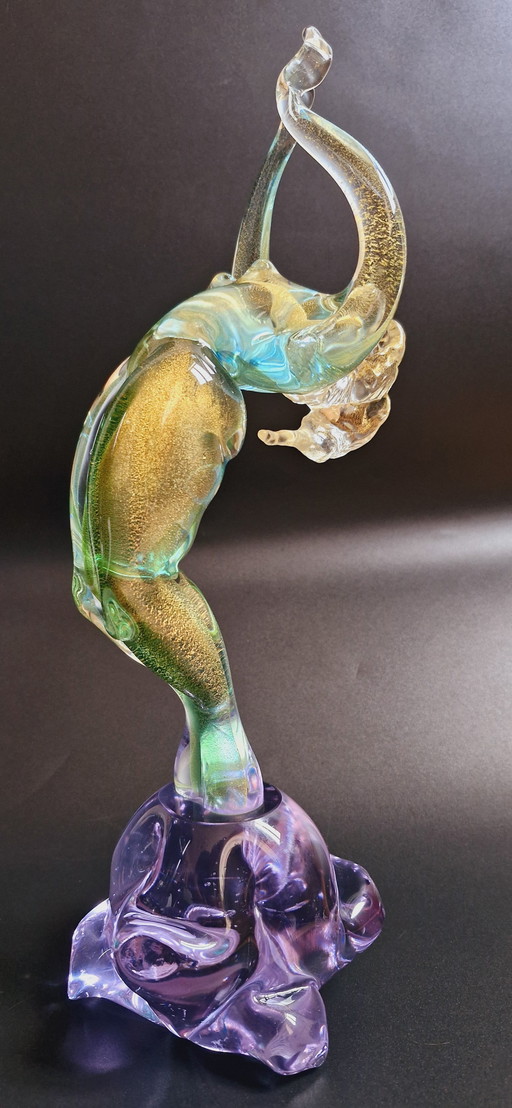 Murano Glass Balerina With Gold Leaves 