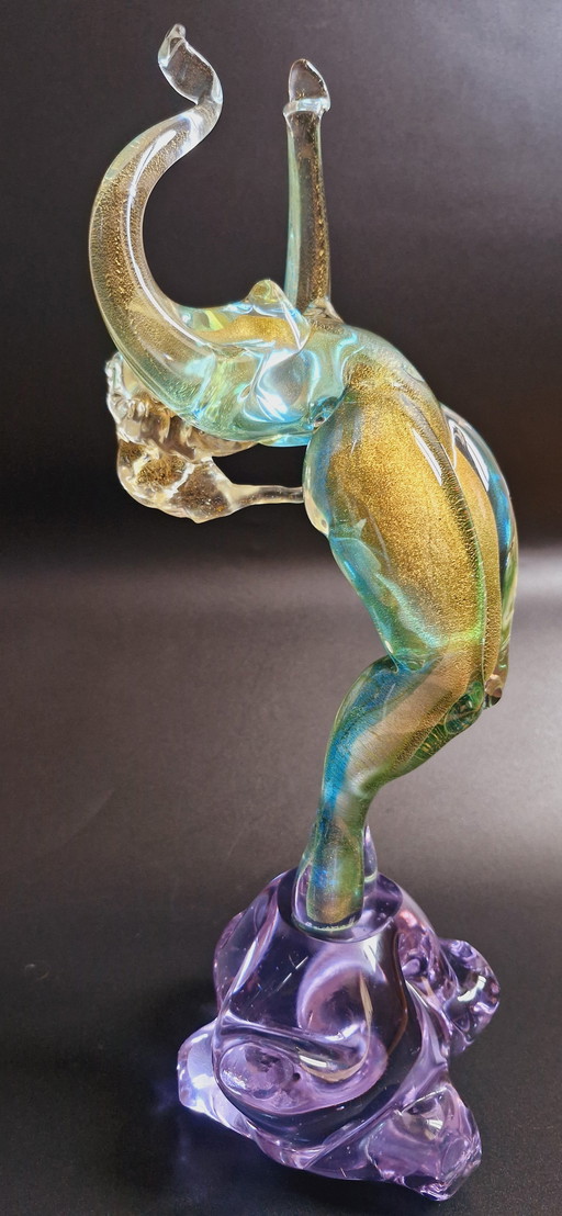 Murano Glass Balerina With Gold Leaves 