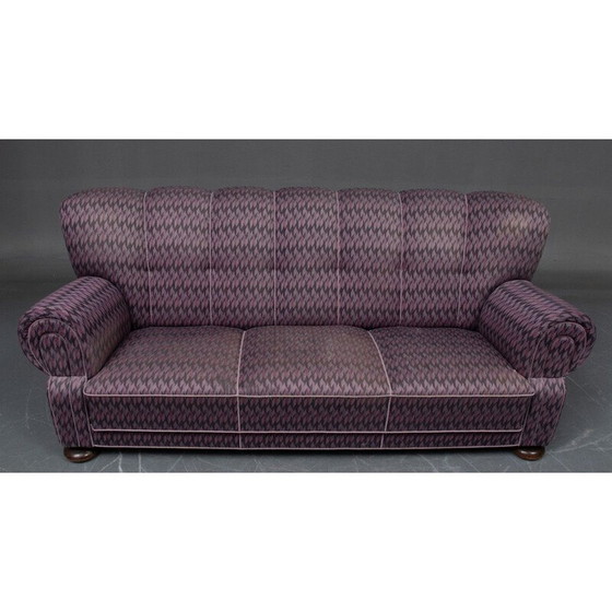 Image 1 of Vintage sofa 3 seater sofa with  patterned corduroy 1940s