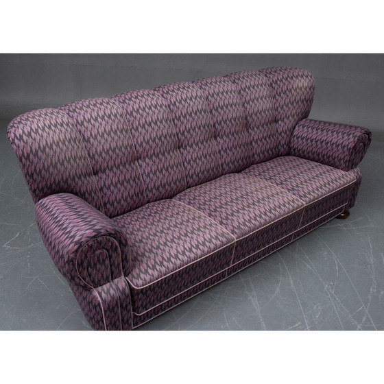 Image 1 of Vintage sofa 3 seater sofa with  patterned corduroy 1940s