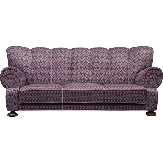 Image 1 of Vintage sofa 3 seater sofa with  patterned corduroy 1940s