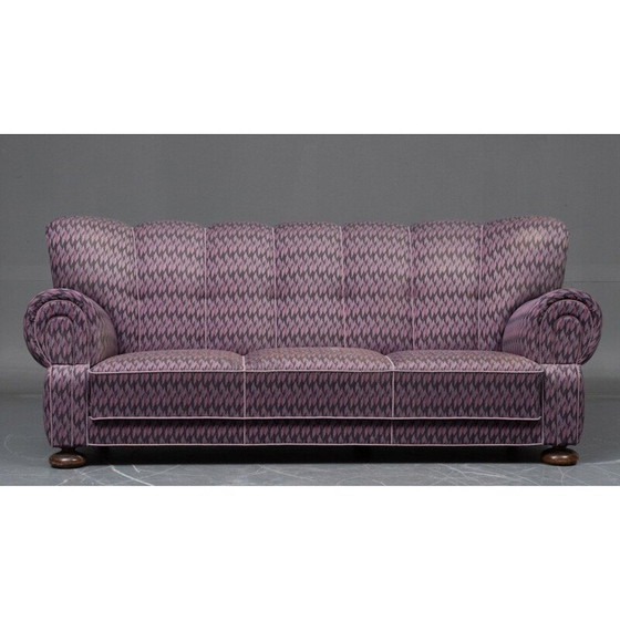 Image 1 of Vintage sofa 3 seater sofa with  patterned corduroy 1940s