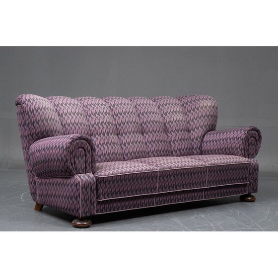 Image 1 of Vintage sofa 3 seater sofa with  patterned corduroy 1940s