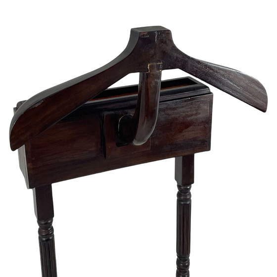 Image 1 of Dressboy / Valet Stand - Made In England - Two Drawers And Elegantly Shaped Wooden Frame