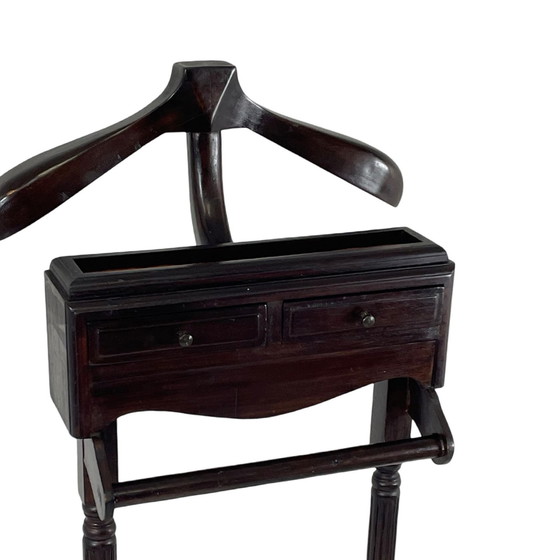 Image 1 of Dressboy / Valet Stand - Made In England - Two Drawers And Elegantly Shaped Wooden Frame