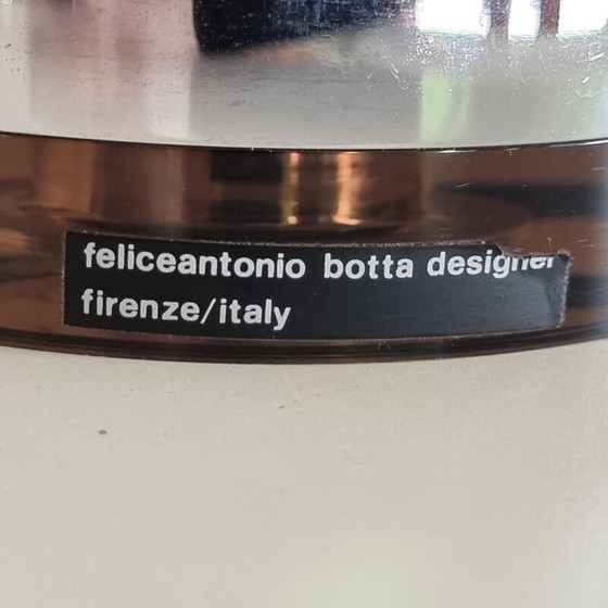 Image 1 of Vintage cylindrical lamp in smoked plexiglass and chrome by Felice Antonio Botta, 1980