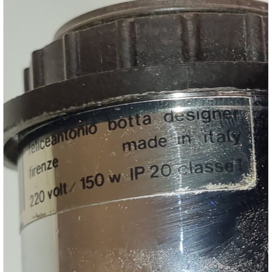 Image 1 of Vintage cylindrical lamp in smoked plexiglass and chrome by Felice Antonio Botta, 1980