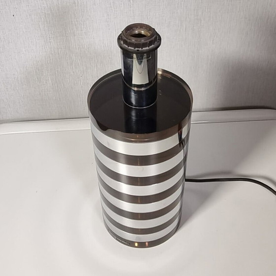 Image 1 of Vintage cylindrical lamp in smoked plexiglass and chrome by Felice Antonio Botta, 1980
