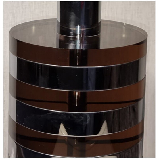 Image 1 of Vintage cylindrical lamp in smoked plexiglass and chrome by Felice Antonio Botta, 1980