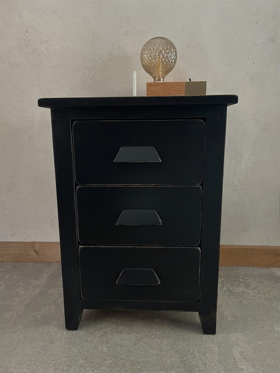 Image 1 of Black bedside table