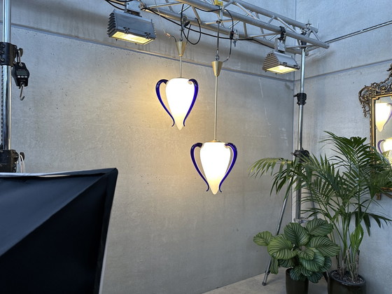 Image 1 of 2x Lampe suspendue Vintage 'Venexiana' - Barovier & Toso - Murano