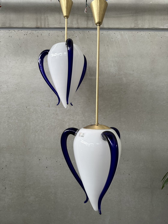 Image 1 of 2x Lampe suspendue Vintage 'Venexiana' - Barovier & Toso - Murano