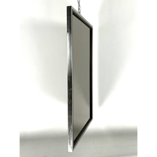 Vintage chrome and brass mirror by Romeo Rega, Italy 1970
