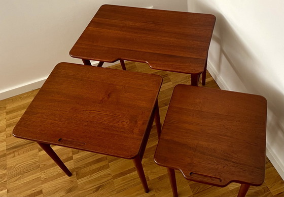 Image 1 of Kurt Østervig for Jason Møbler Danish nesting tables made of solid teak with oak legs