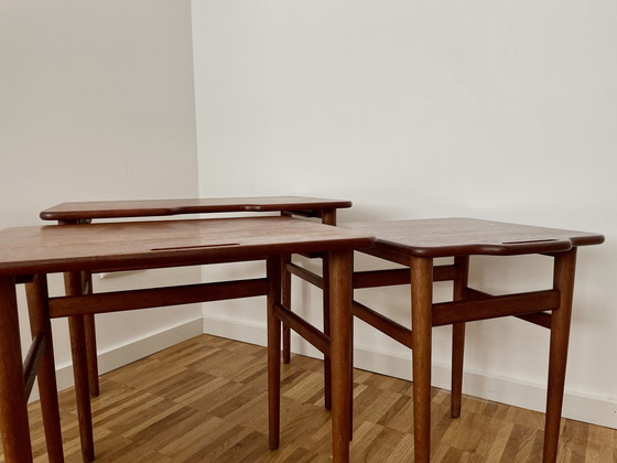 Image 1 of Kurt Østervig for Jason Møbler Danish nesting tables made of solid teak with oak legs