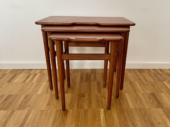 Image 1 of Kurt Østervig for Jason Møbler Danish nesting tables made of solid teak with oak legs