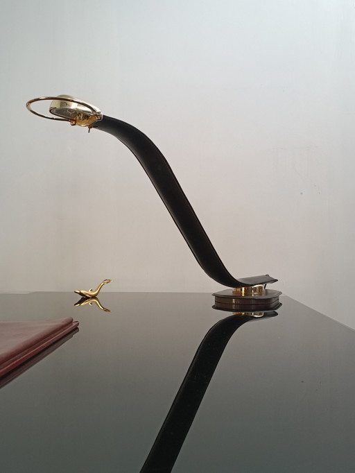 Cobra Leather Wrapped Lamp By Traso Milano Year 1988