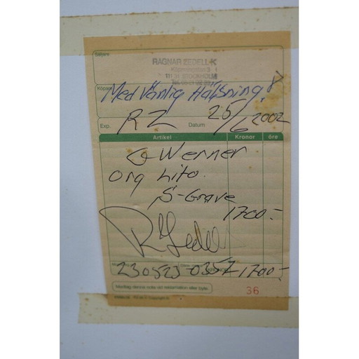 Litografía vintage firmada a mano por Gösta Werner, 1972