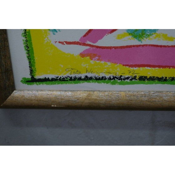 Image 1 of Vintage hand signed lithograph by Gösta Werner, 1972