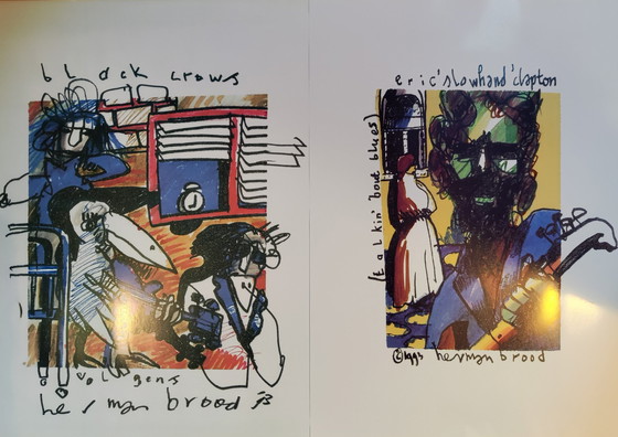 Image 1 of Herman Brood - 2 lithographs: Eric Clapton & The Black Crowes