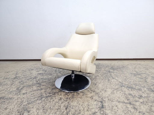 Real leather swivel armchair Chair in the color cream