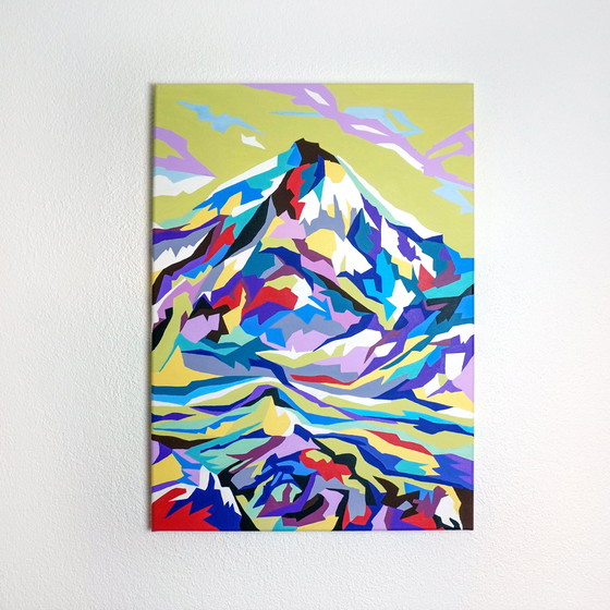 Image 1 of Acrylic On Canvas (Original) "Colorful Mountains (2022) & Sunshine On Mountain (2022)", 70X50 Cm 2Х Set, Artist-Marina Geipel