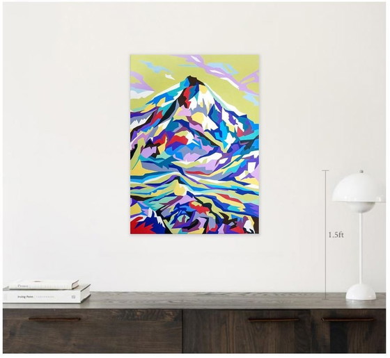 Image 1 of Acrylic On Canvas (Original) "Colorful Mountains (2022) & Sunshine On Mountain (2022)", 70X50 Cm 2Х Set, Artist-Marina Geipel