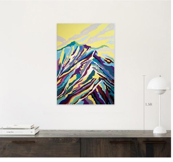 Image 1 of Acrylic On Canvas (Original) "Colorful Mountains (2022) & Sunshine On Mountain (2022)", 70X50 Cm 2Х Set, Artist-Marina Geipel