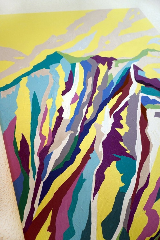 Image 1 of Acrylic On Canvas (Original) "Colorful Mountains (2022) & Sunshine On Mountain (2022)", 70X50 Cm 2Х Set, Artist-Marina Geipel