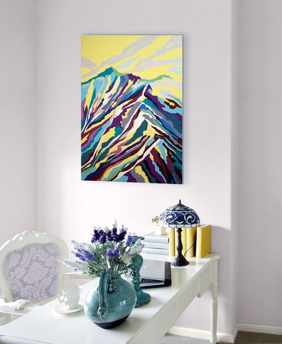 Image 1 of Acrylic On Canvas (Original) "Colorful Mountains (2022) & Sunshine On Mountain (2022)", 70X50 Cm 2Х Set, Artist-Marina Geipel