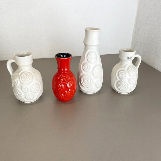 Image 1 of Set of 4 vintage ceramic vases by Bay ceramics, Germany 1960s