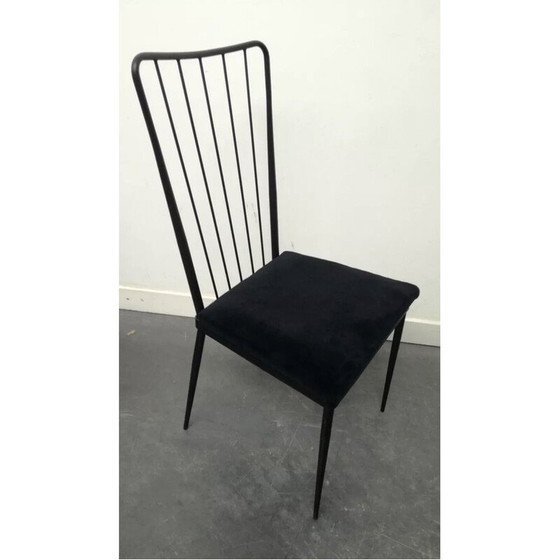 Image 1 of Set of 6 vintage metal and velvet chairs by Colette Gueden, 1950s