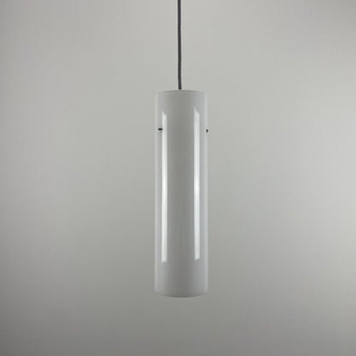 Glashütte Limburg Pendant Light - White Glass Cylinder Shaped - 1970