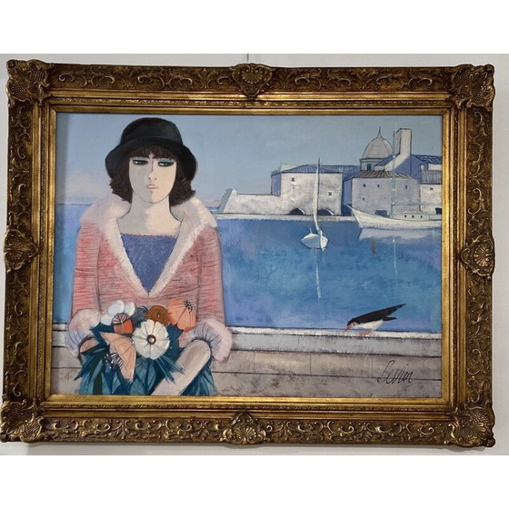 Image 1 of Vintage oil on canvas "Le Rendez-Vous" by Charles Levier, 1950