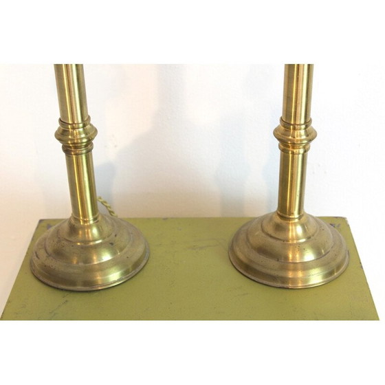 Image 1 of Pair of candleholder lamps in brass - 1970s