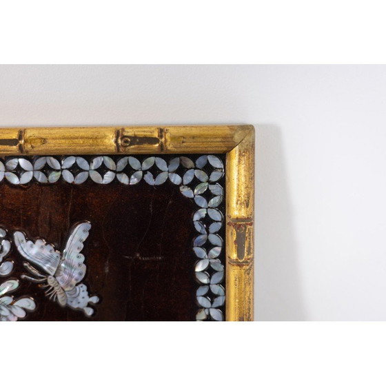 Image 1 of Set of 4 vintage decorative lacquer panels, France 1950