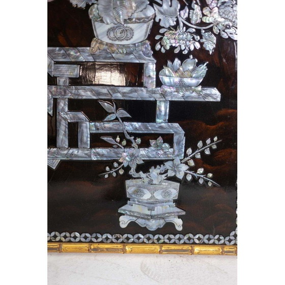 Image 1 of Set of 4 vintage decorative lacquer panels, France 1950