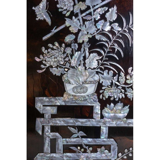 Image 1 of Set of 4 vintage decorative lacquer panels, France 1950
