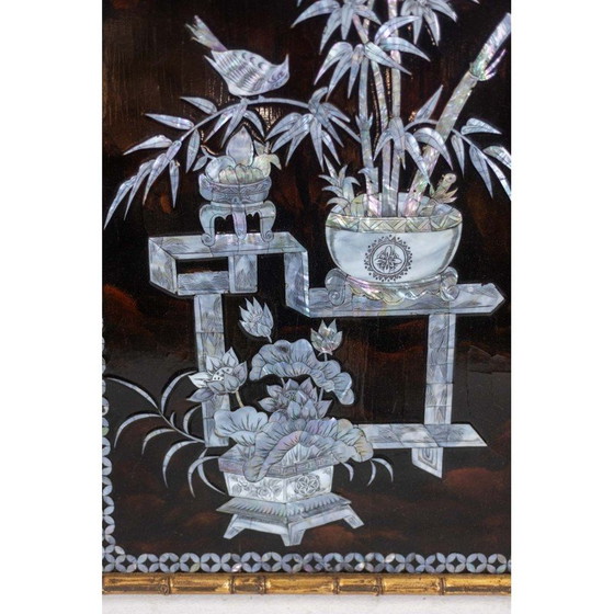 Image 1 of Set of 4 vintage decorative lacquer panels, France 1950